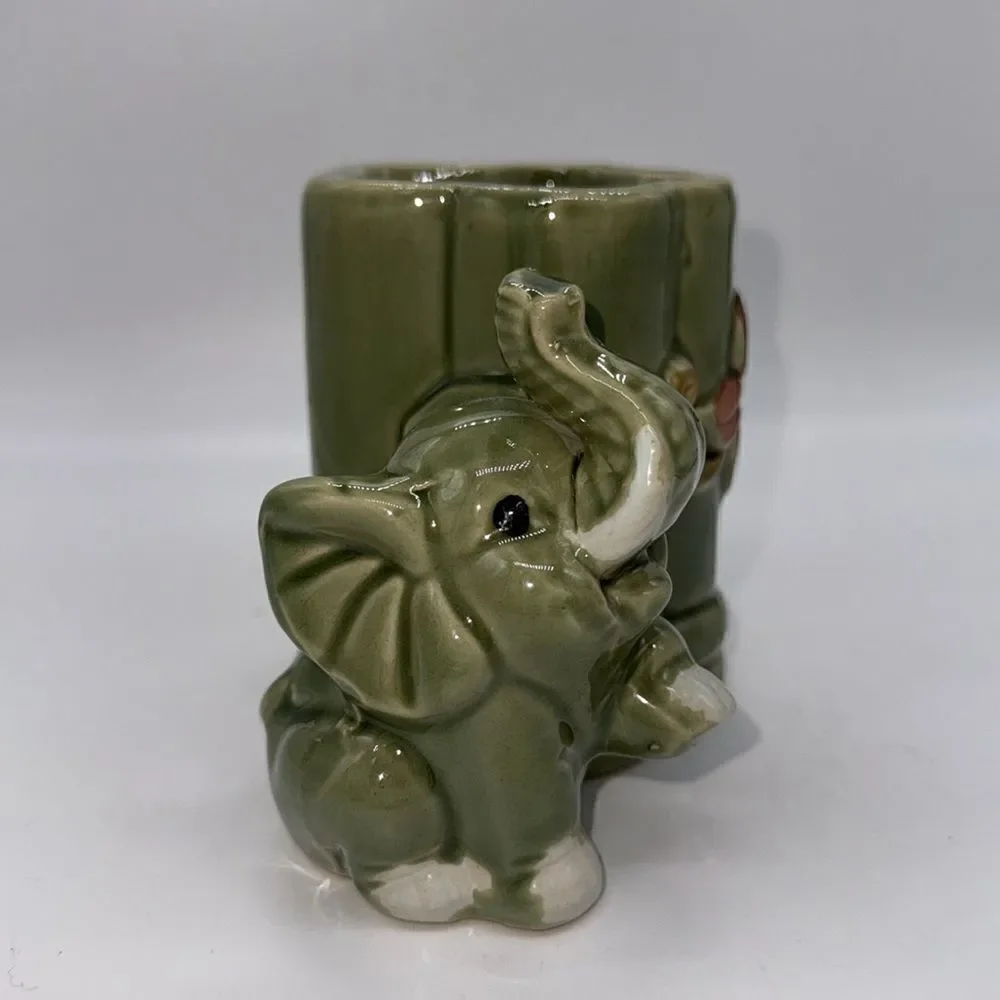 VTG Majolica Lucky Bamboo Elephant Planter - Picture 4 of 8